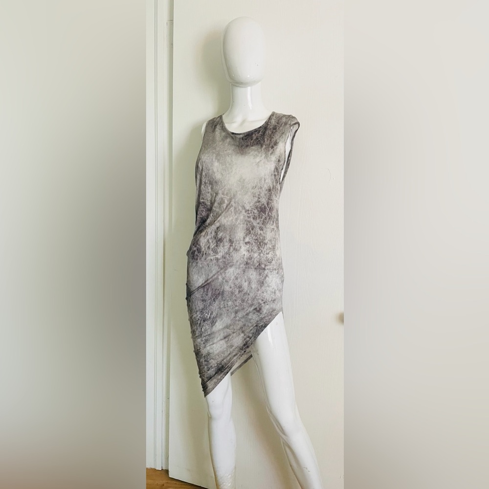 Helmut Lang Asymmetrical Dress in Black and Gray